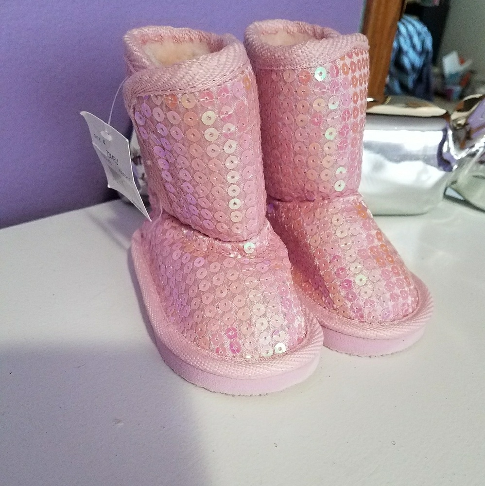 Pink sequin boots